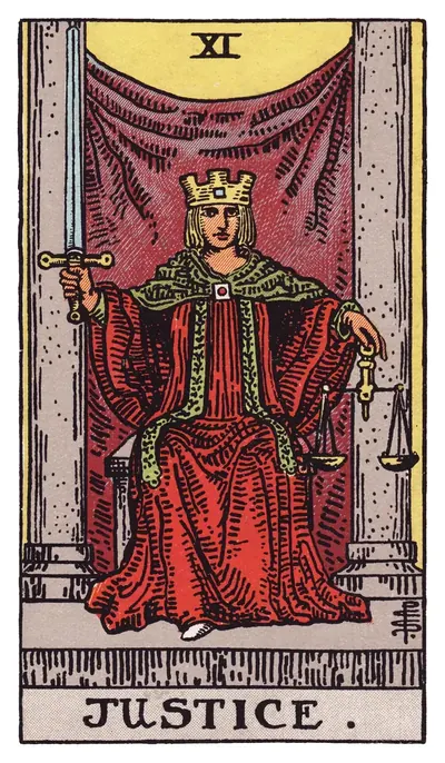 La Justice, arcane XI du tarot de Rider-Waite