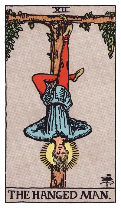 Le Pendu, arcane XII du tarot de Rider-Waite