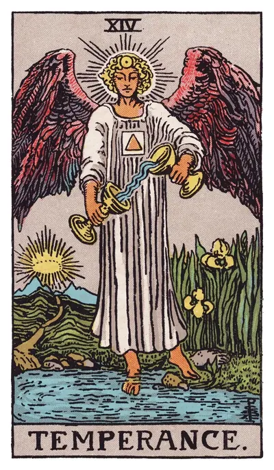 Tempérance, arcane XIV du tarot de Rider-Waite