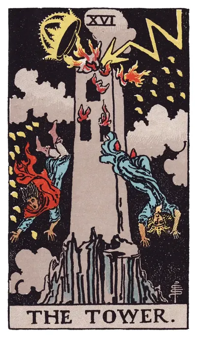 La Tour, arcane XVI du tarot de Rider-Waite