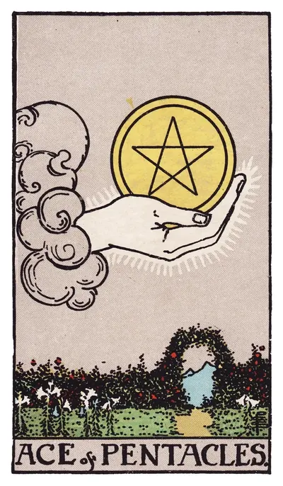 L'As de Deniers du tarot de Rider-Waite